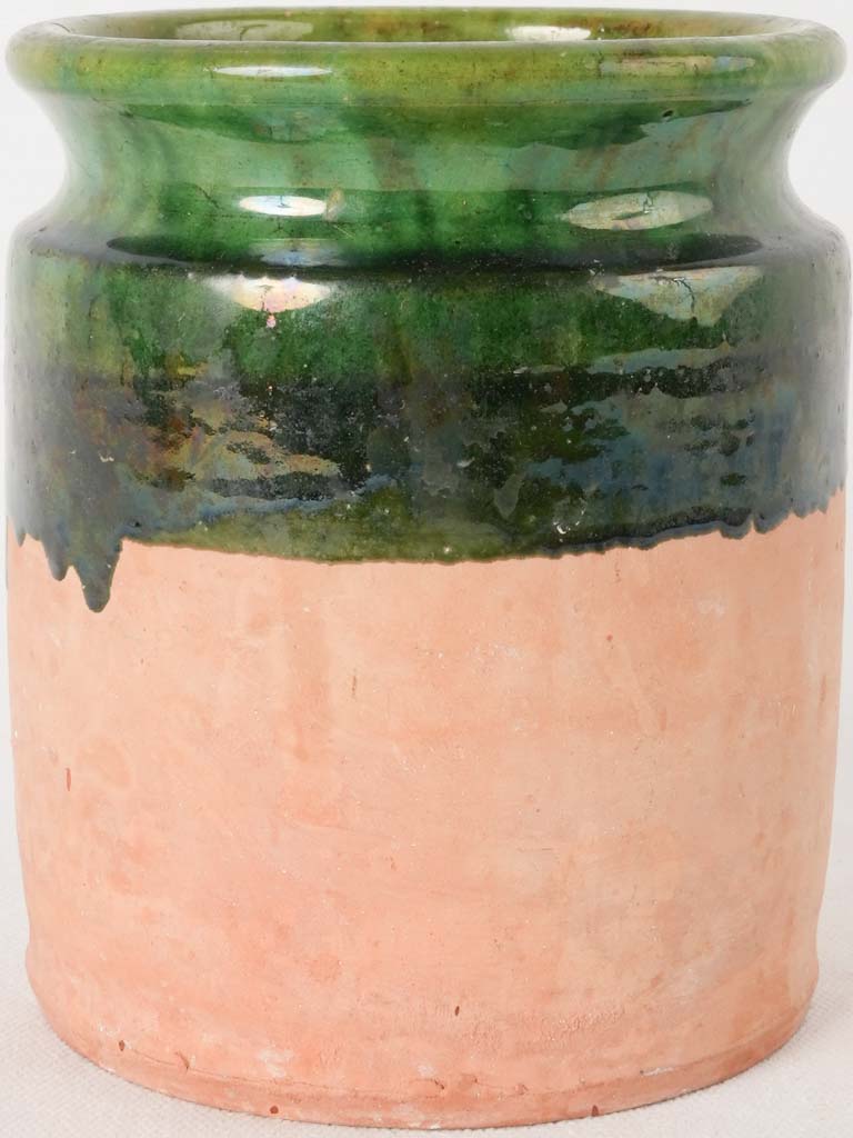 Vintage terracotta pot w/ green glaze - Aubagne 6"