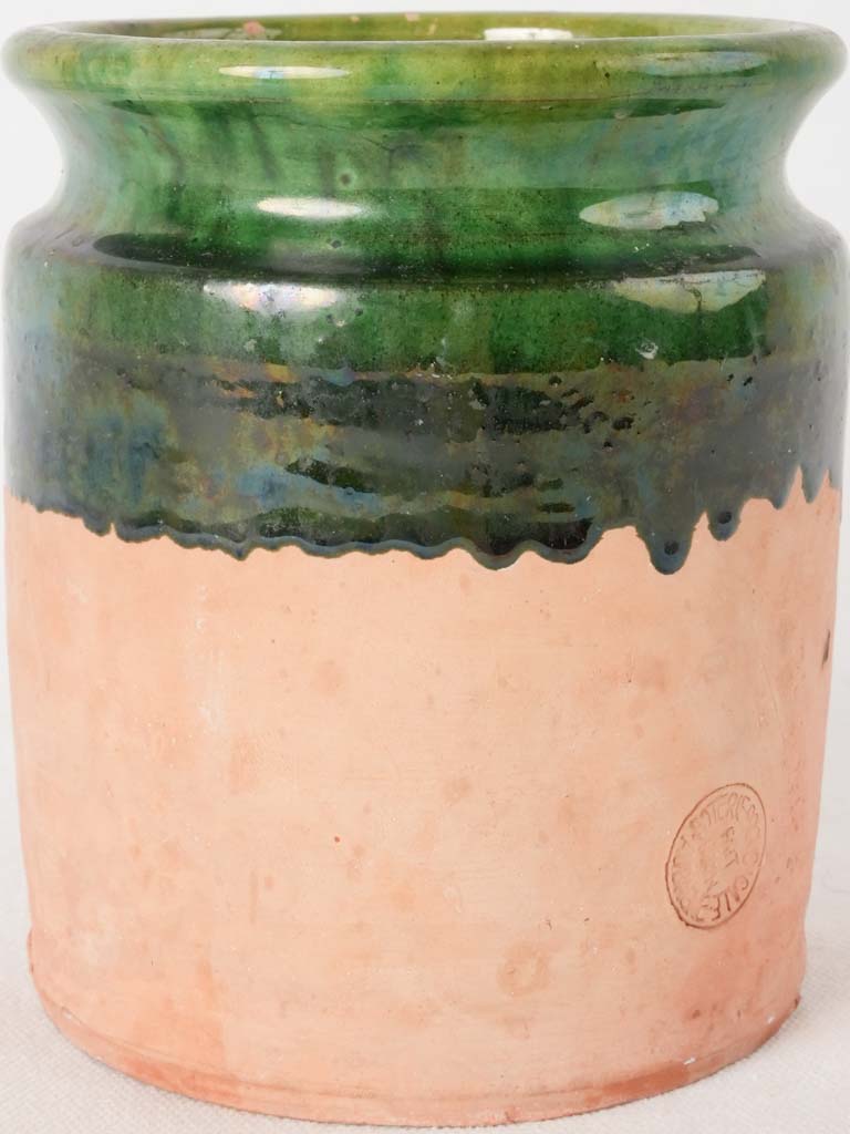 Vintage terracotta pot w/ green glaze - Aubagne 6"