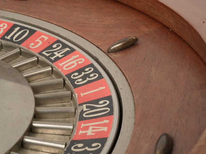 Operational, mid-century, four-handled roulette wheel