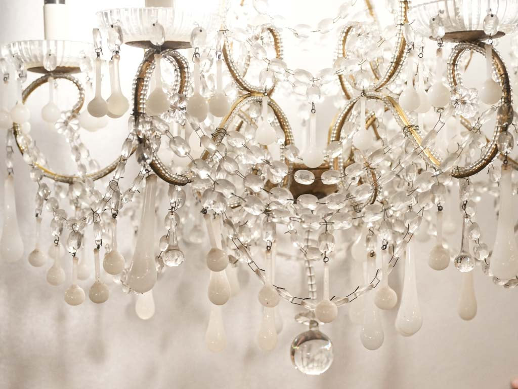 Exquisite Italian opaline teardrop chandelier