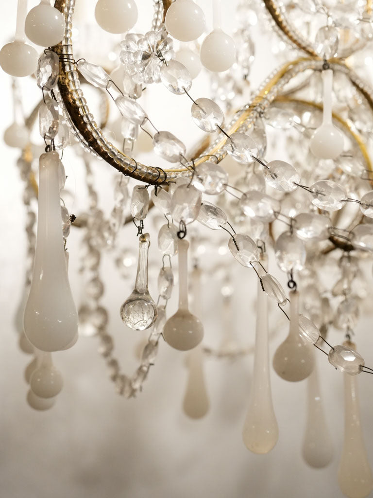 Vintage opaline teardrop pendant chandelier