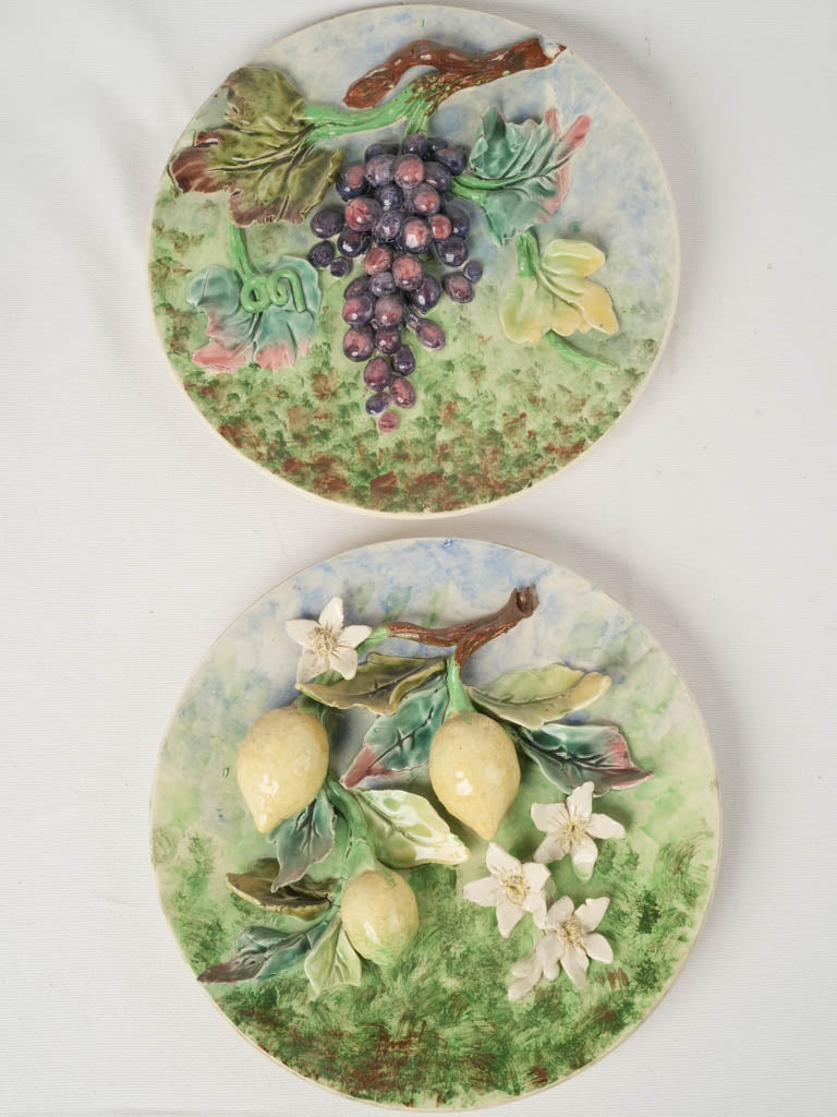 Antique Longchamp majolica wall plates  