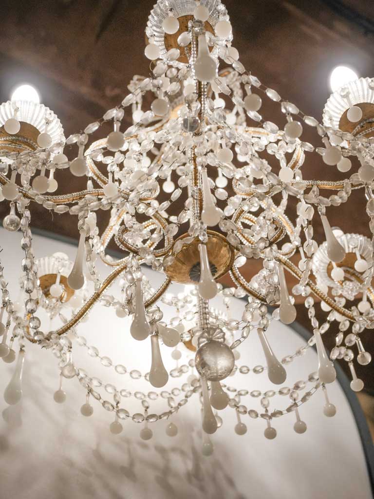 Elegant vintage opaline beaded chandelier