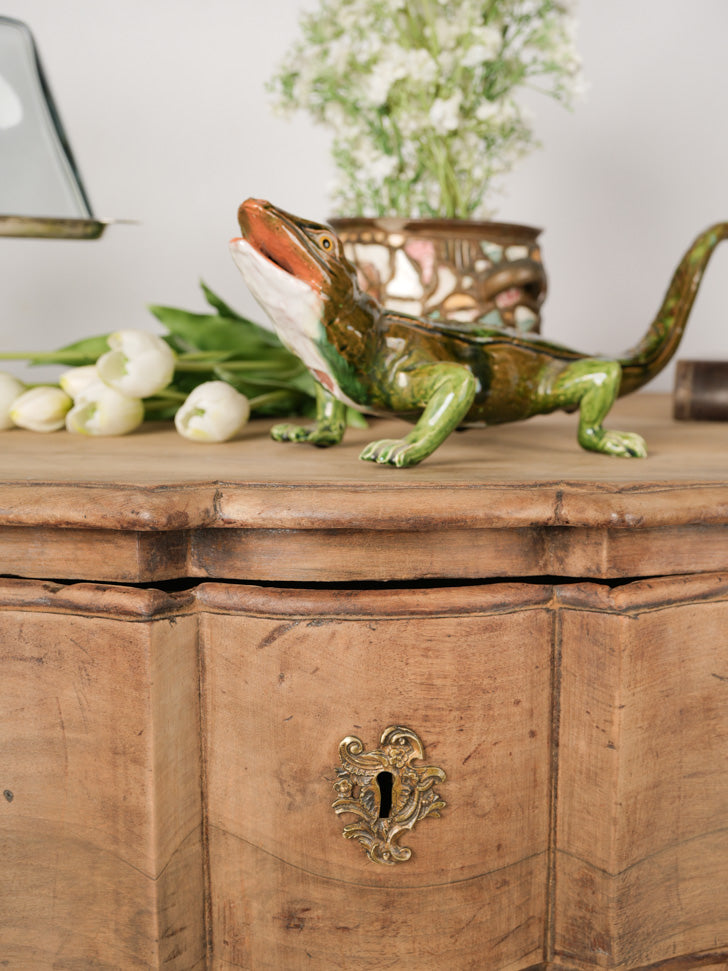 Aged patina rectangular footed platter