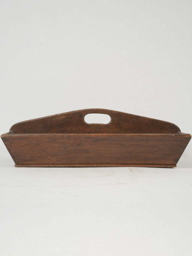 Aged, special, two-section wooden cutlery container