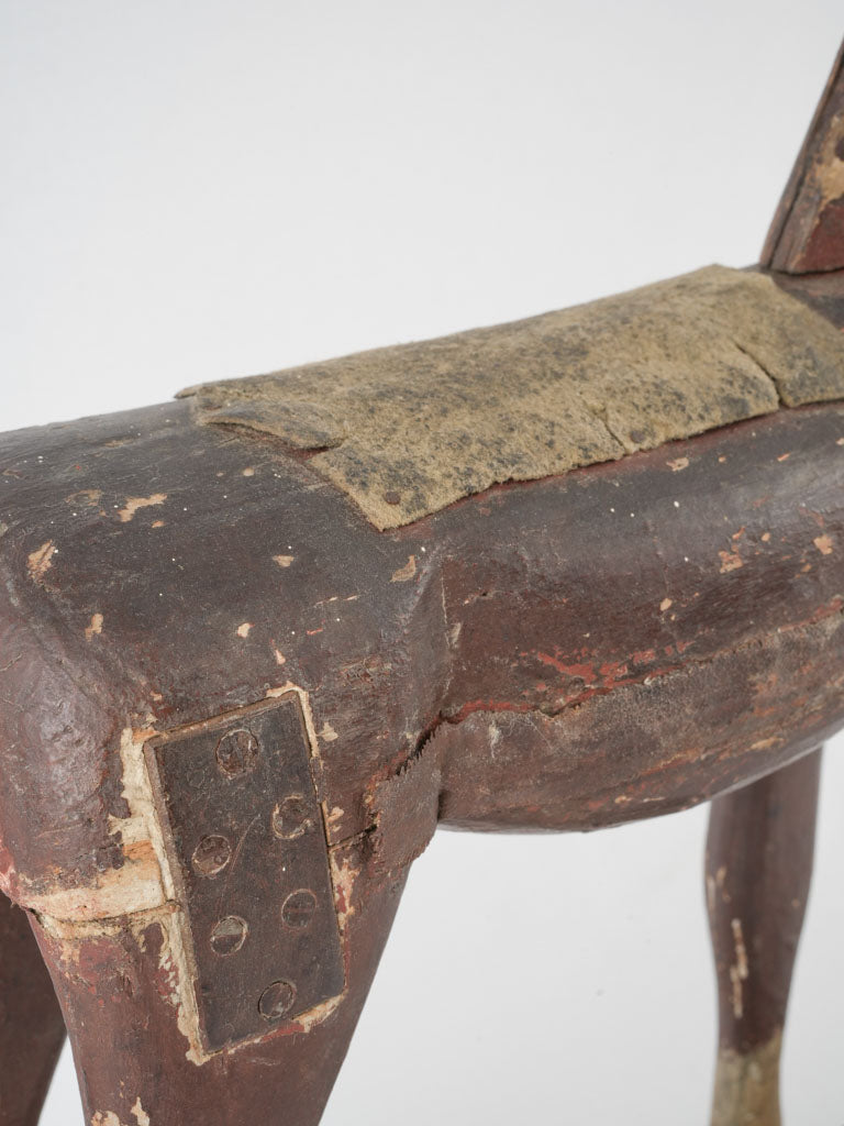 Charming, worn antique wooden horse