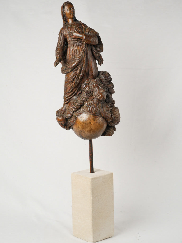 18th-Century Oak Statue Of The Assumption Of Mary - 42½"