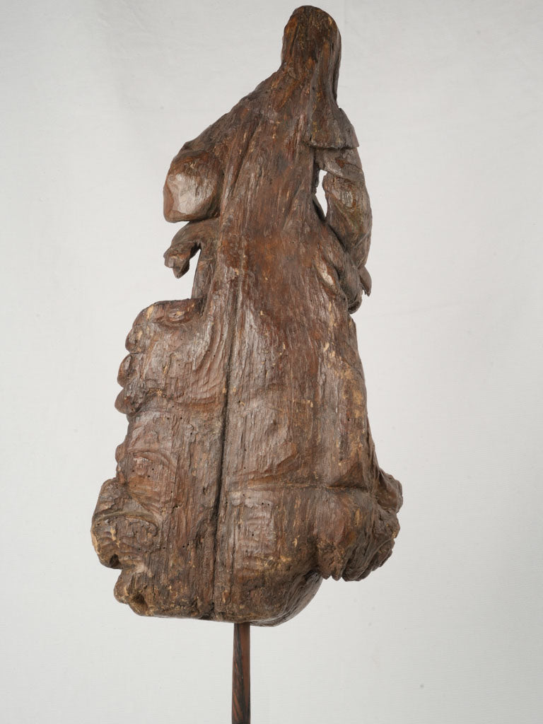 Serene 18th-century oak Mary carving  