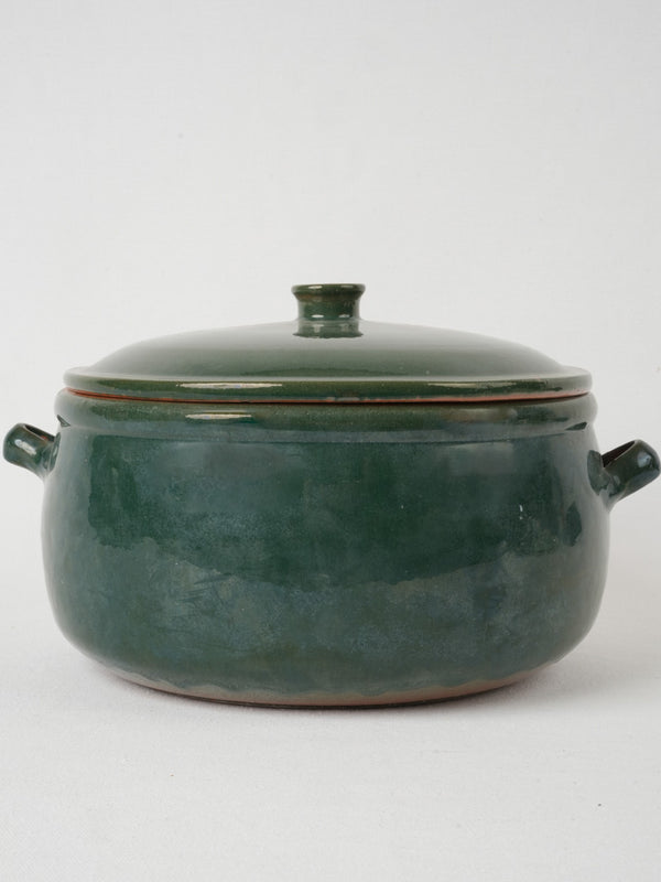 Vintage terracotta round teal tureen