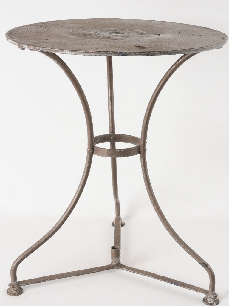 Antique French garden table w/ round feet & black patina