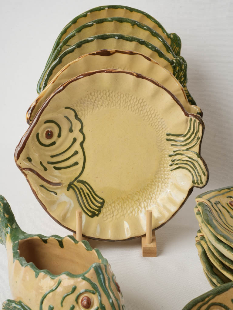 Hand-painted fish-themed ceramics