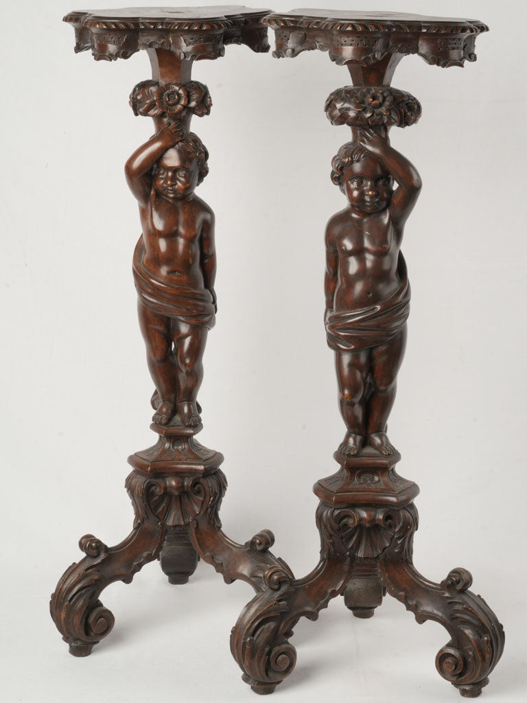 Ornate antique Venetian wooden pedestals  