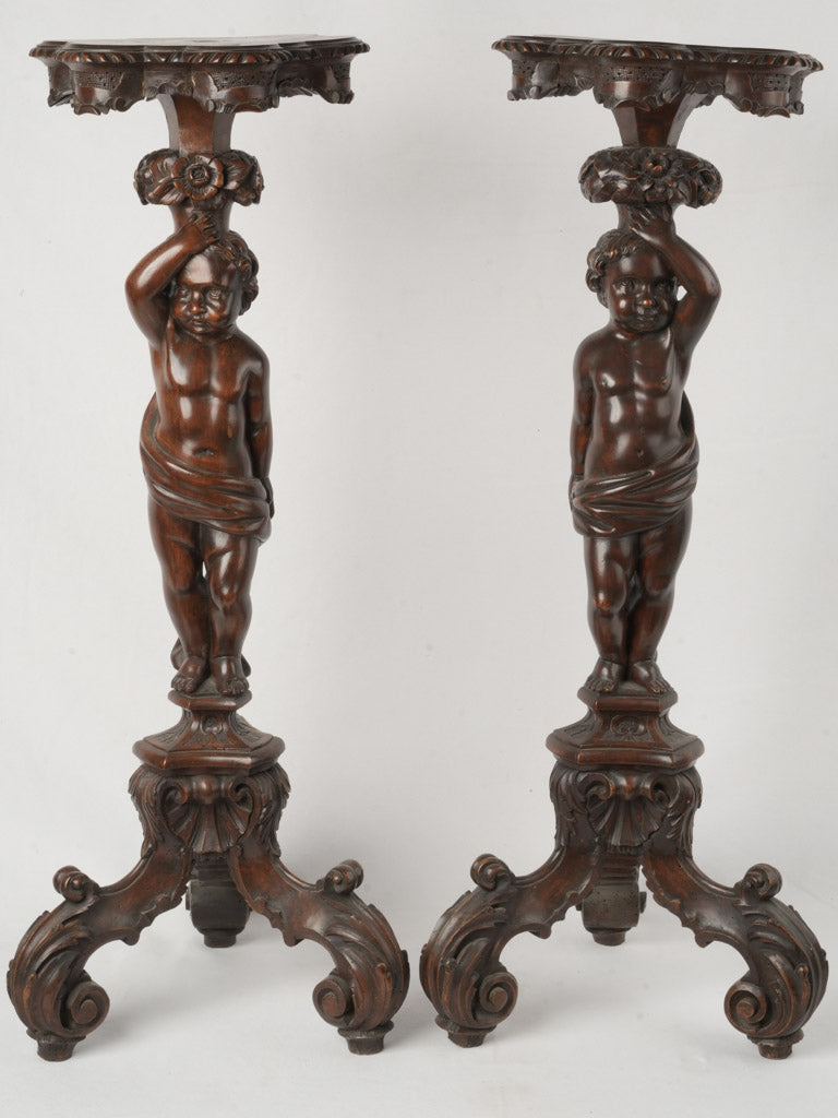 Exquisite 18th-century carved wood pedestals  