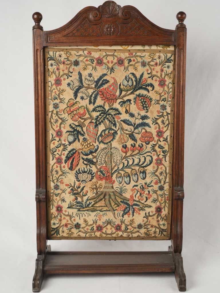 Vintage botanical embroidered fire panel  