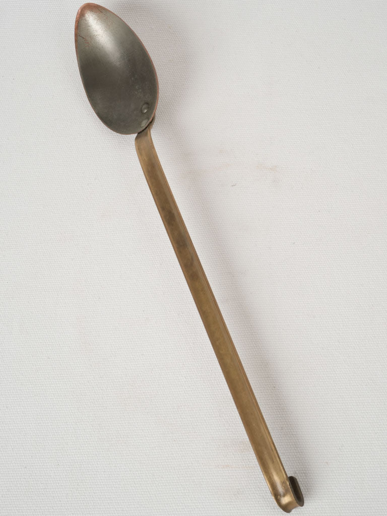 Antique French copper large cooking spoon