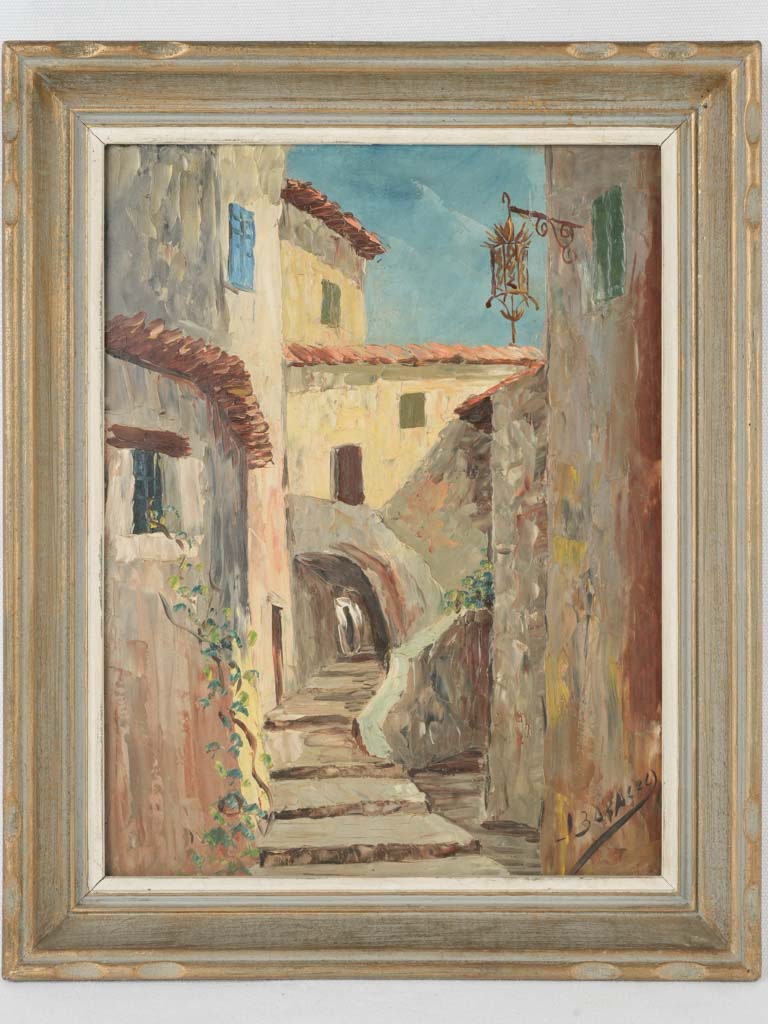 Vintage streetscape painting Orange Village France