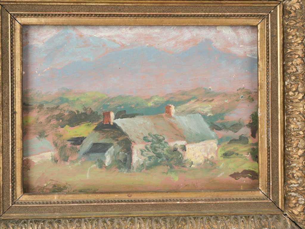 Delicate, 19th-century French farmhouse oil painting