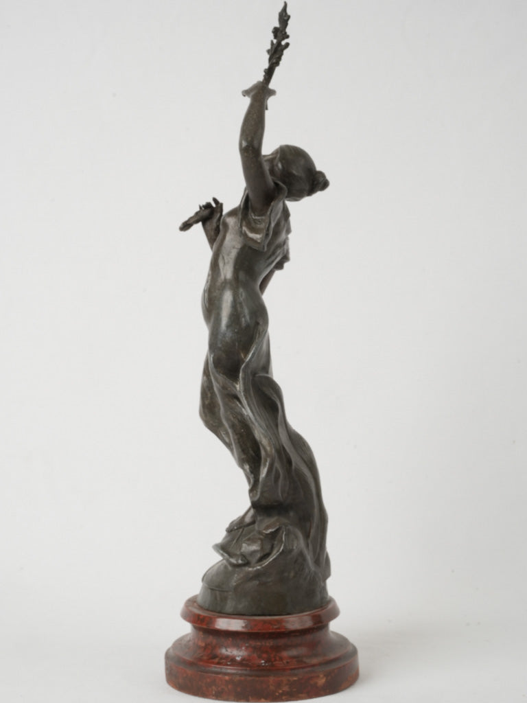 Natural Motif Art Nouveau Pewter Statue