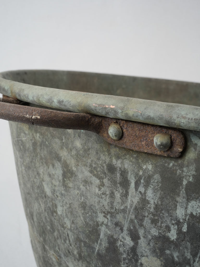 Vintage, tarnished, artisan copper basin 