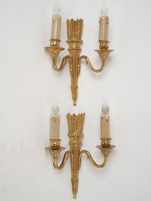 Ornate, Louis XVI-style Gilt Bronze Sconces