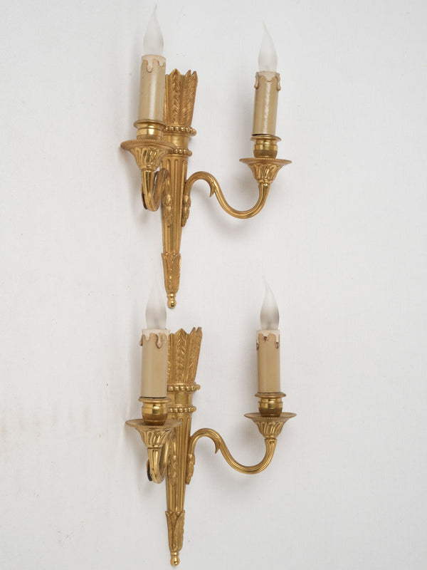 Vintage, Louis XVI-style Gilded Wall Sconces