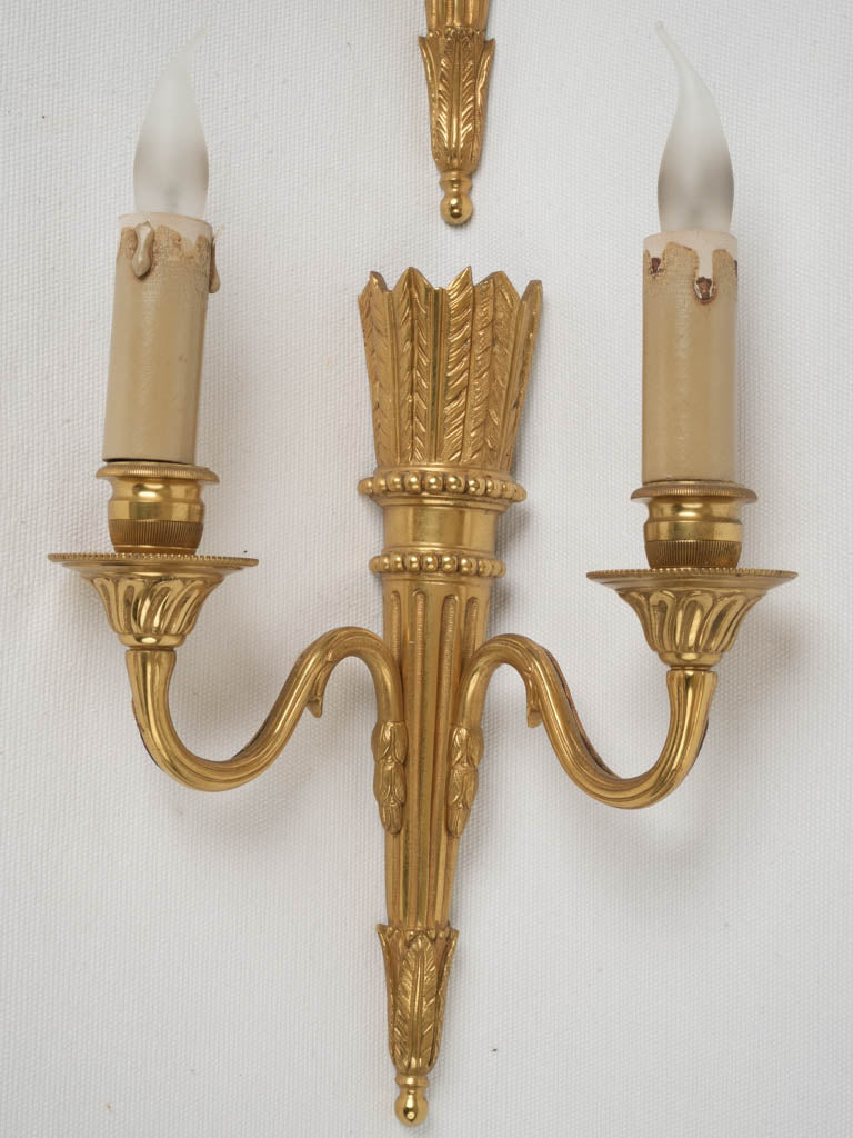 Regal, Louis XVI-style Feathered Wall Sconces