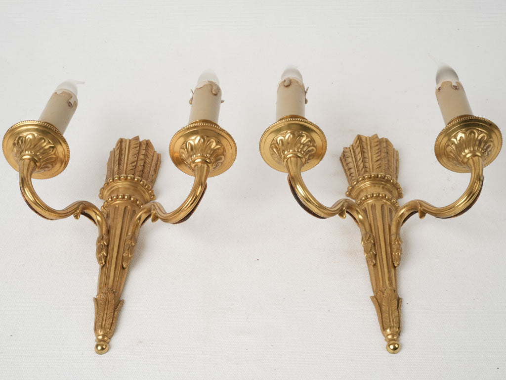 Classic, Louis XVI-style Ormolu Wall Sconces