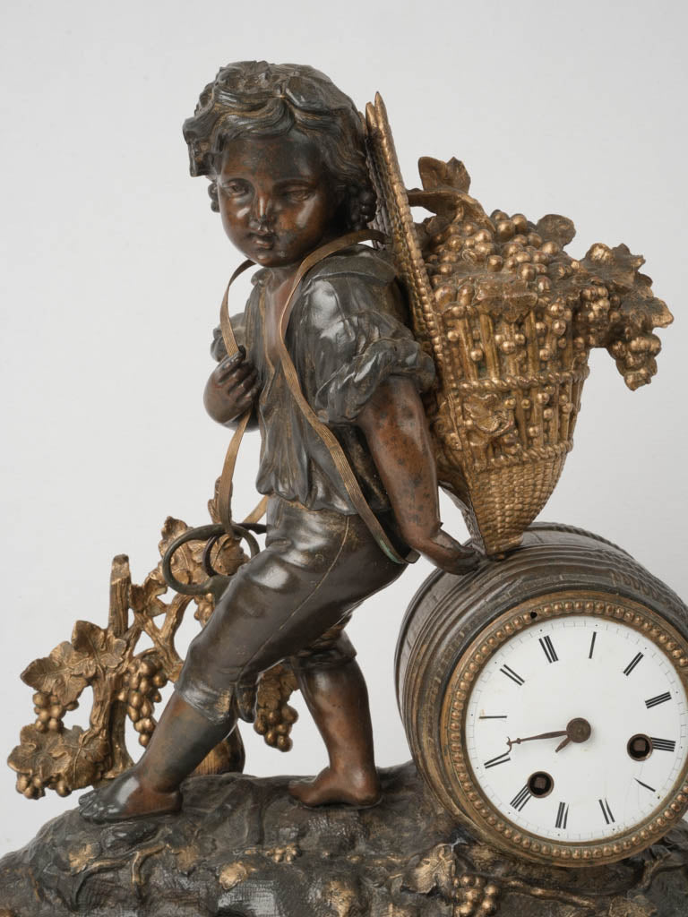 Refined Bronzed Regule Sculptured Clock