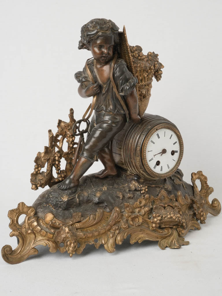 Ornate Rococo Style Pewter Clock