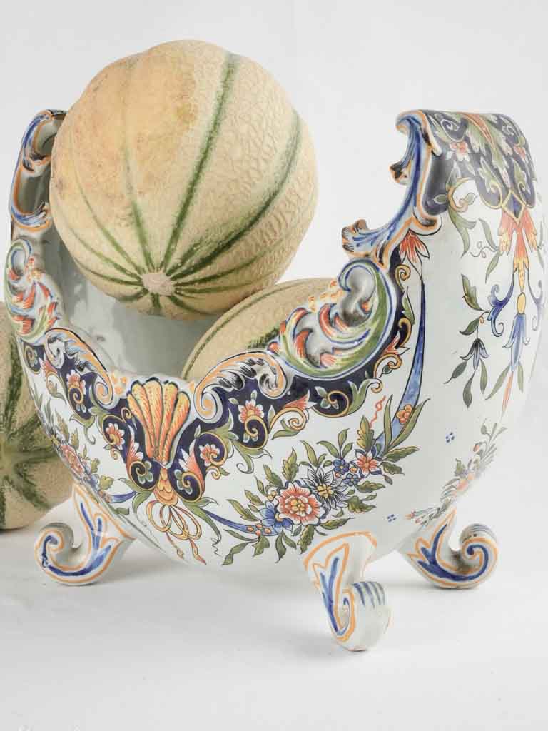 Antique floral Desvres faience jardiniere