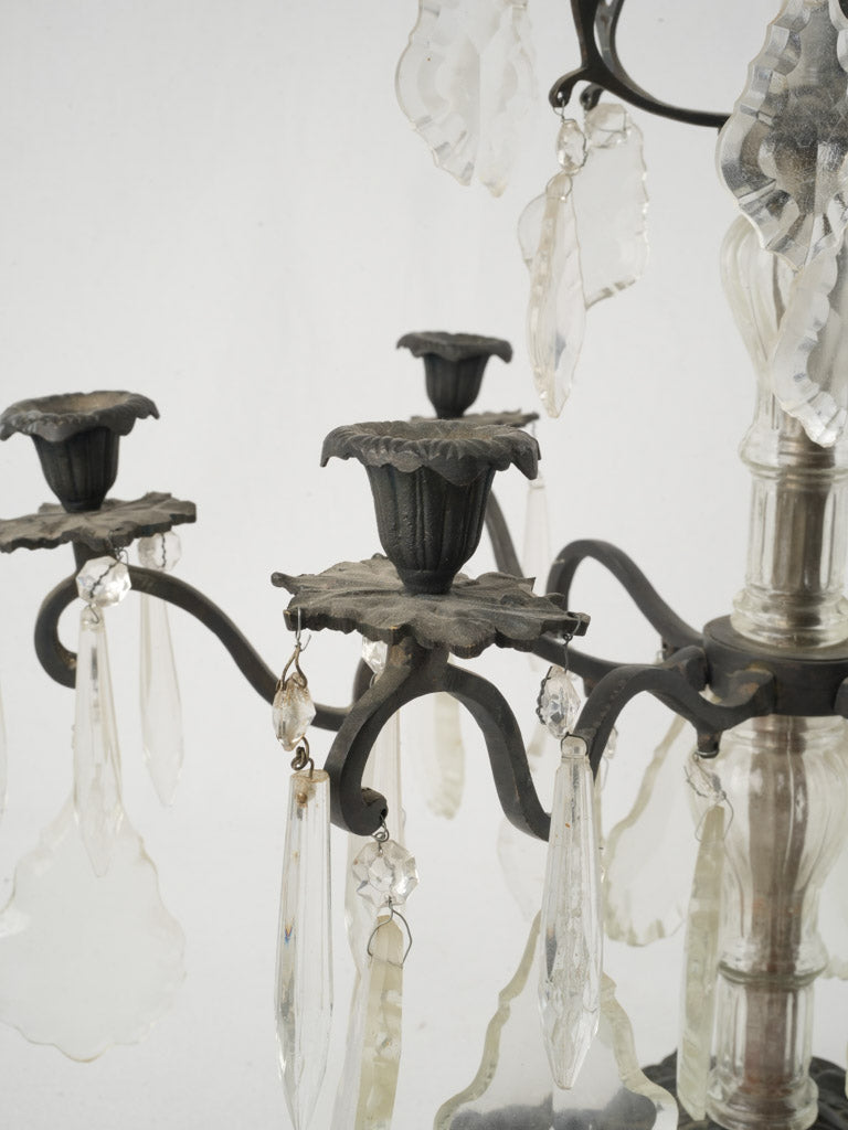 Shimmering molded glass pendant candelabra