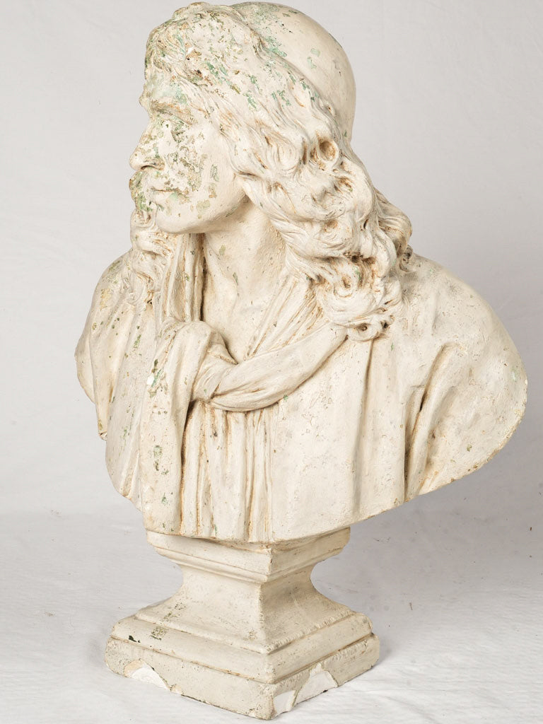 19th-Century Patinated Plaster Bust of Molière After Houdon - 33"