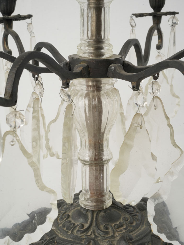 Regal faceted glass finial candelabra