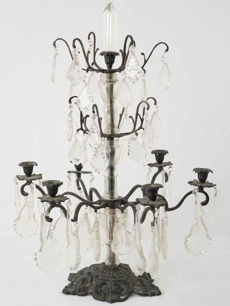 Timeless glass and iron candelabra