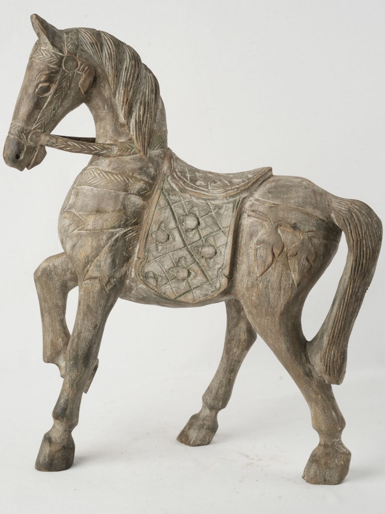 Weathered charming wooden horse statue  