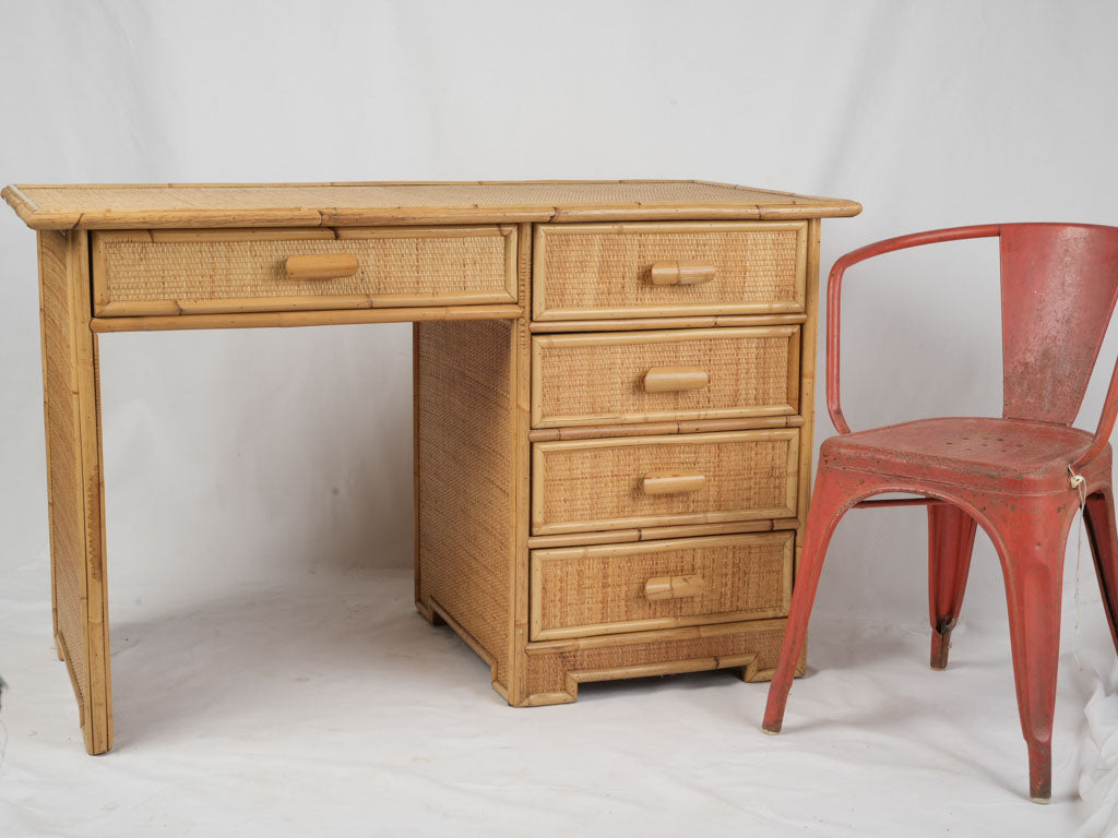 Exceptional retro rattan writing table