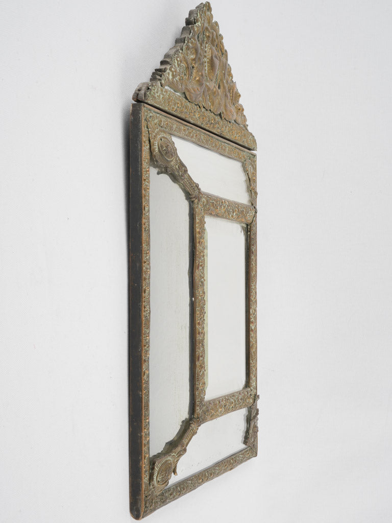 Vintage brass foliage-adorned wall mirror