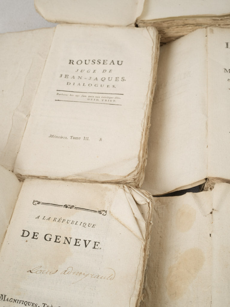 Weathered and classic Jean-Jacques Rousseau literature