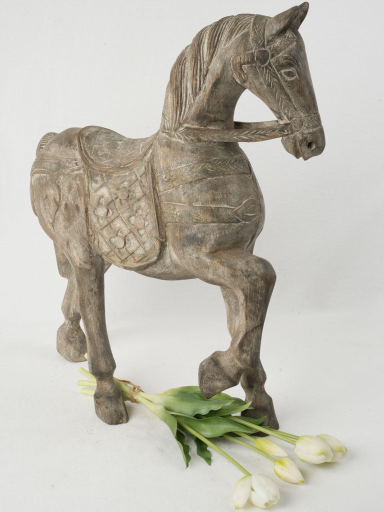 Provenance-rich hand-carved horse figure  