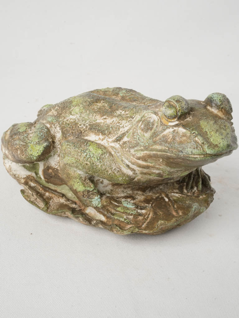 Vintage weathered frog garden sculpture  