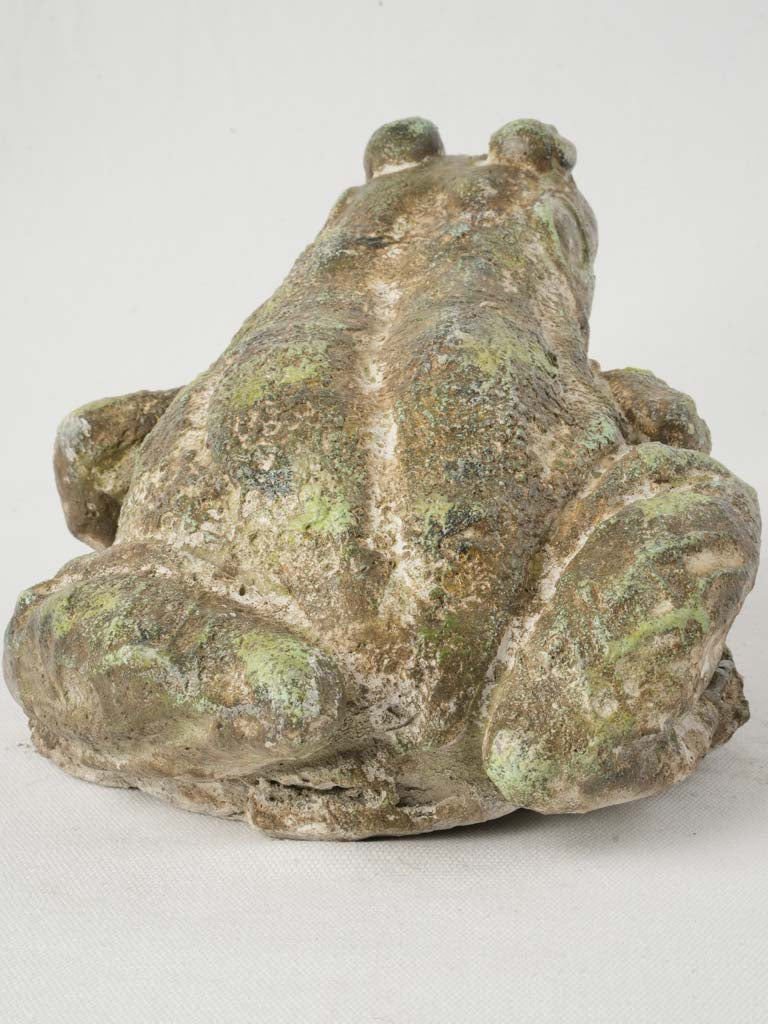 Textured green frog garden statue  