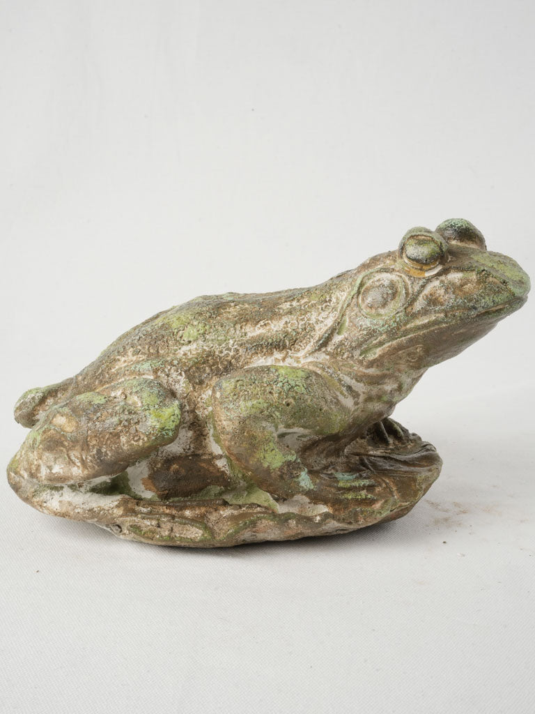 Whimsical vintage frog stone sculpture  