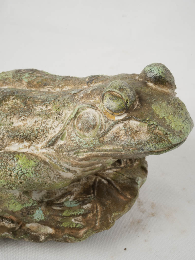 Intricate mid-century garden frog sculpture  