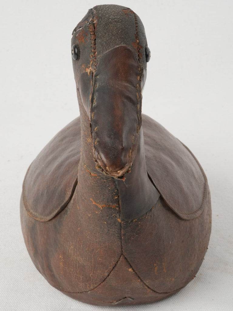 Patinated leather duck decorative piece  