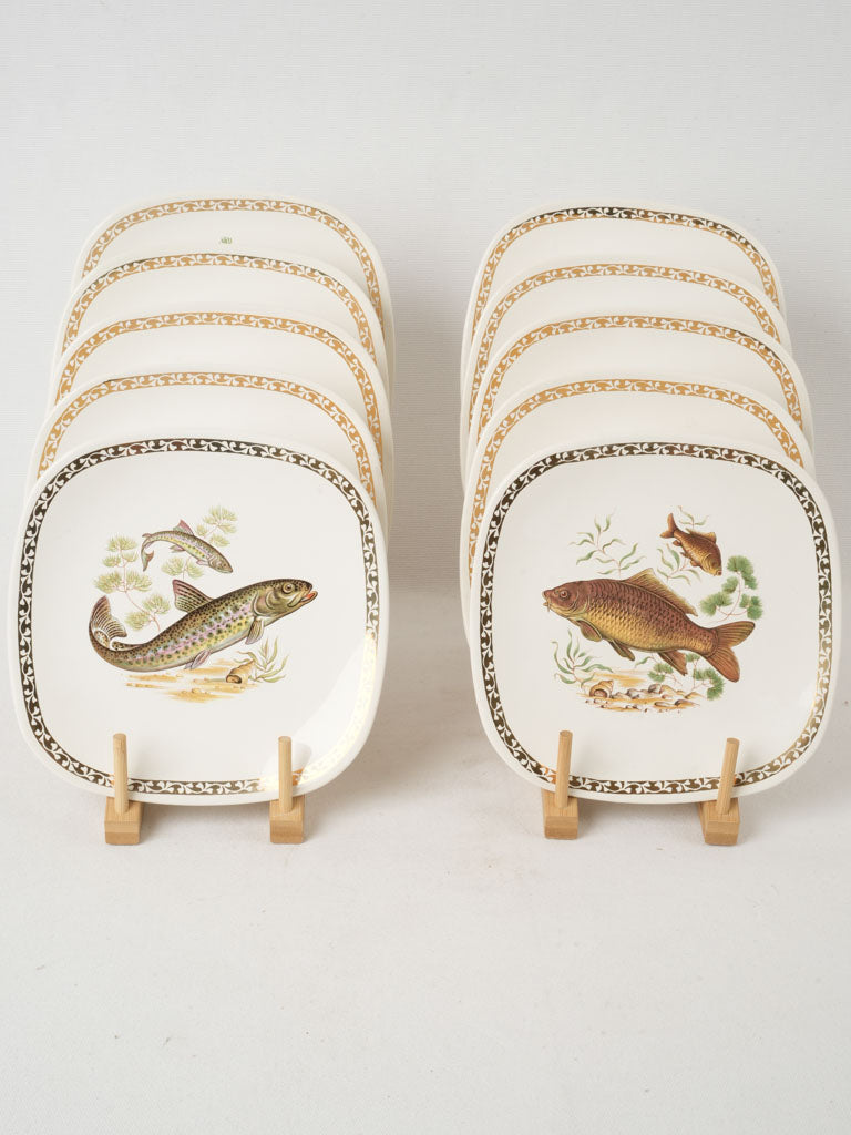 Vintage French Faience Fish Plates Collection