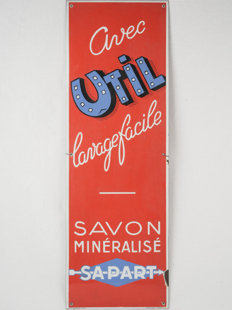 Vintage red enamel laundry sign