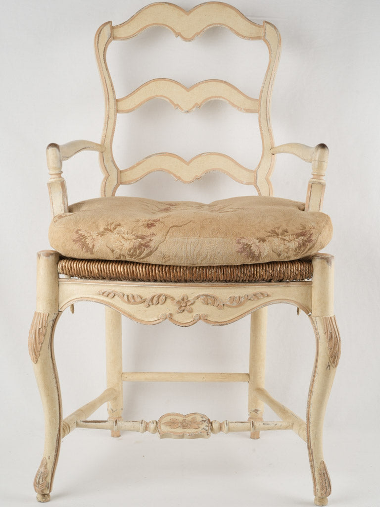 Delicate antique straw-seat chair