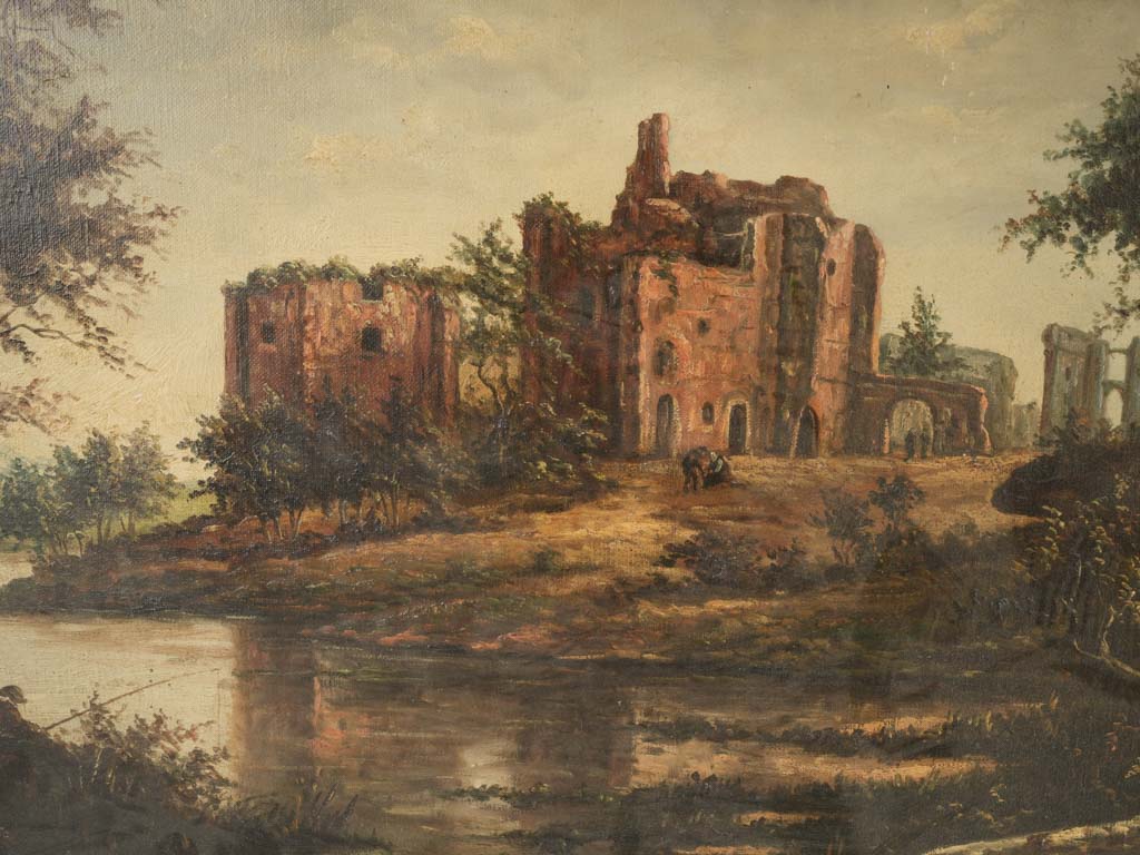 Intricate detailed historic château oil painting