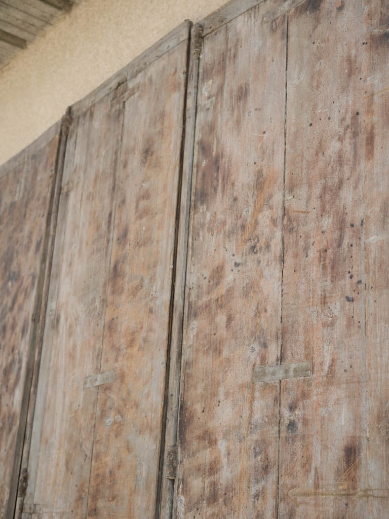 Unique salvaged French wooden screen shutters