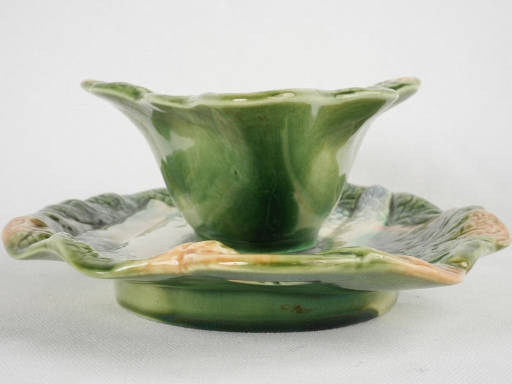 Ornate cabbage leaf sauce dish